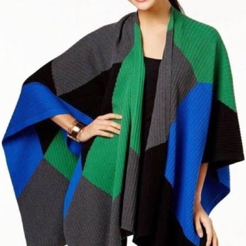 Vince Camuto Colorblock Wrap/Poncho Rib knit Size M/L pre-owned